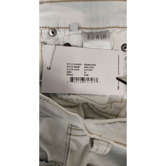 Edwin Maddox Cropped Slim Jeans Light Blue Size 30 - Picture 6 of 6